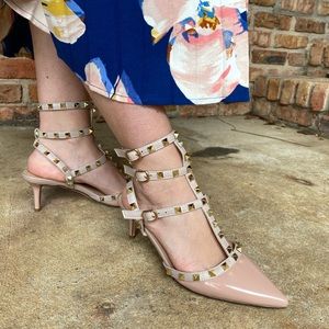 Chris-T Studded Slingback Pumps, Nude